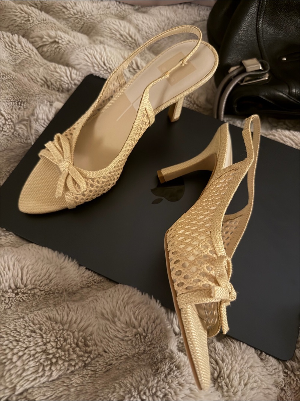 Dolce Vita NEW Misa Raffia Slingback sandals heels pumps straw natural bow sz 9 - Picture 3 of 9